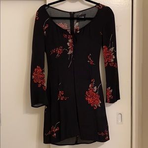 Reformation black and red long sleeve mini